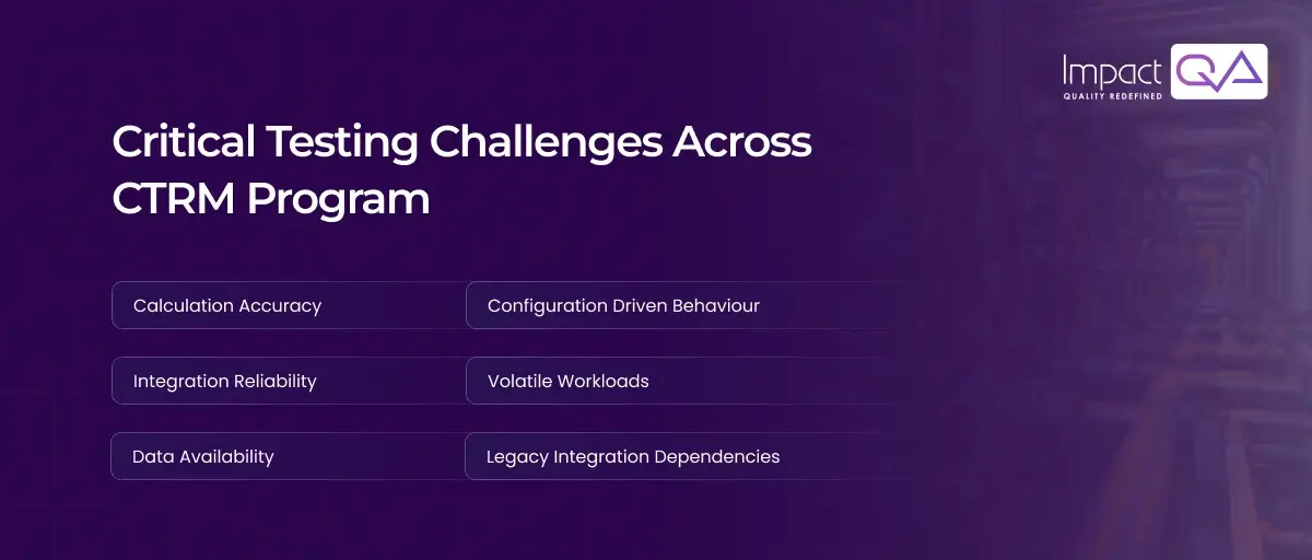 Critical Testing Challenges Across CTRM Program